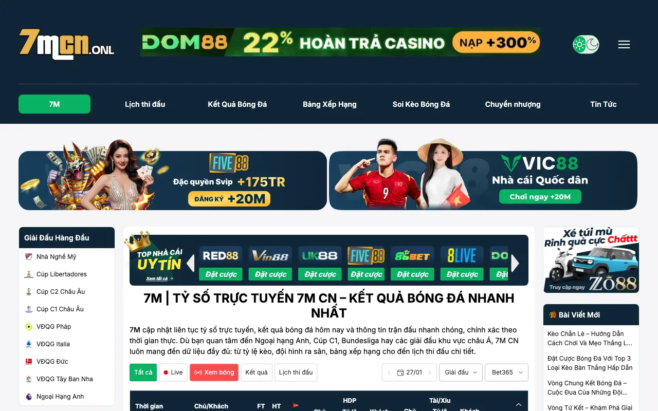 Tỷ Số Trực Tuyến 7M CN — preview screenshot
