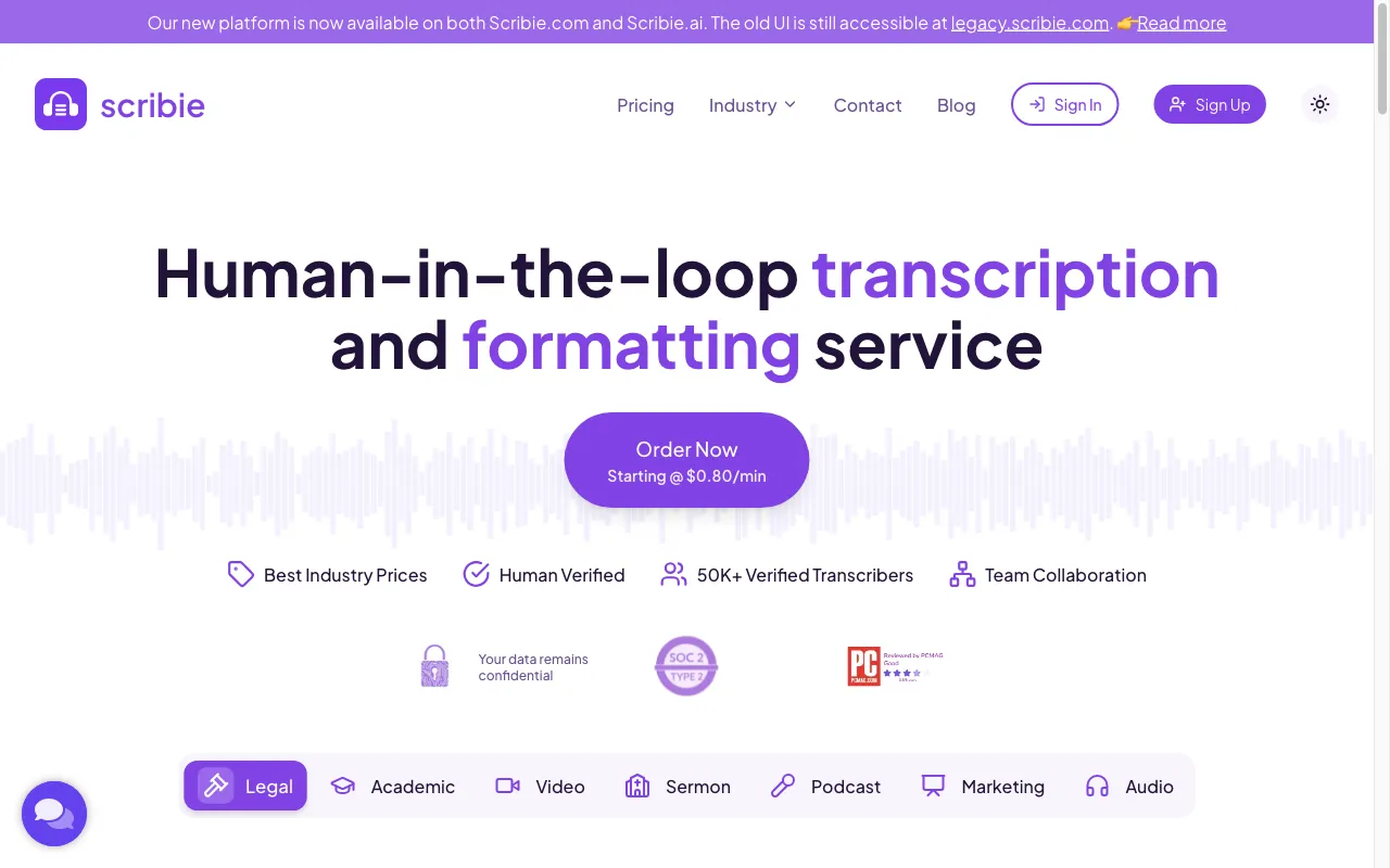 Scribie — preview screenshot