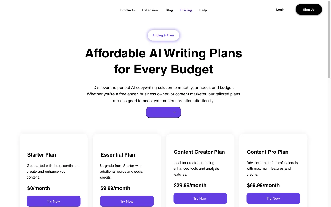 ScriboWriter AI — pricing page