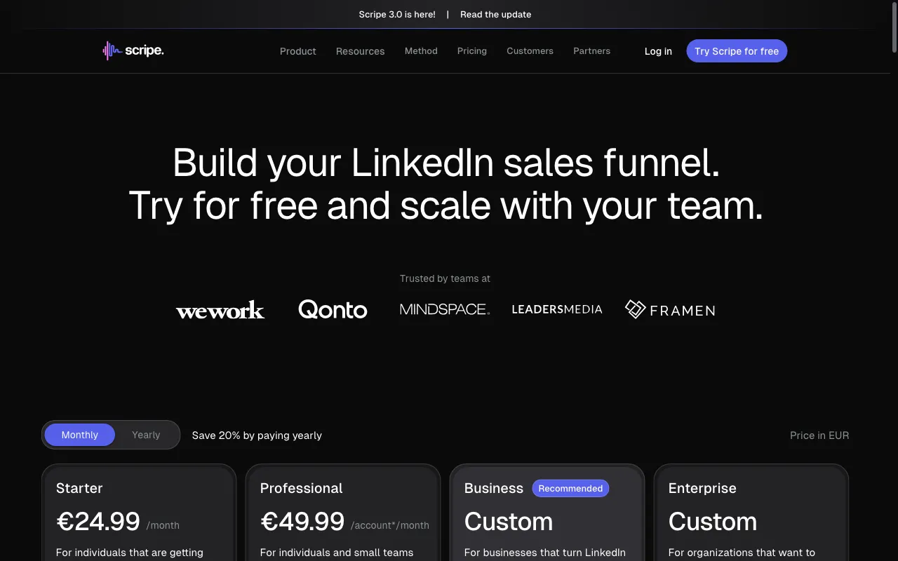 scripe.io — pricing page