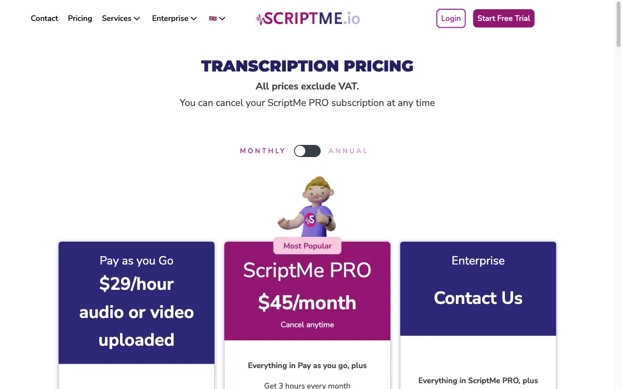 ScriptMe — pricing page