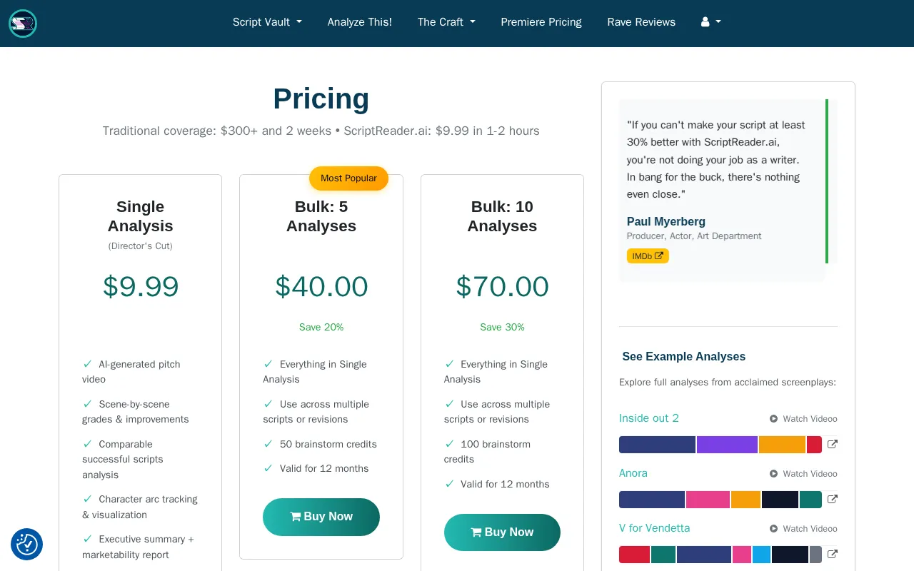 scriptreader.ai — pricing page
