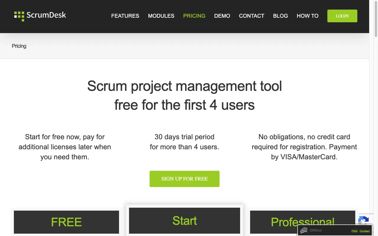 scrumdesk.com — pricing page