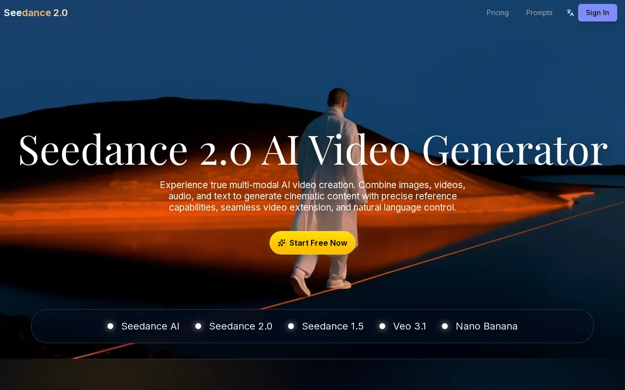 Seedance 2.0 — Multimodal AI Video Generation Online Free — preview screenshot