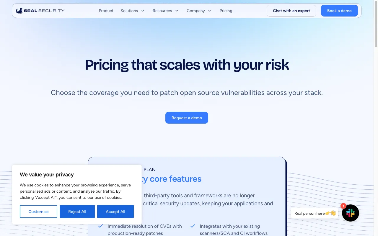 Seal Security — pricing page