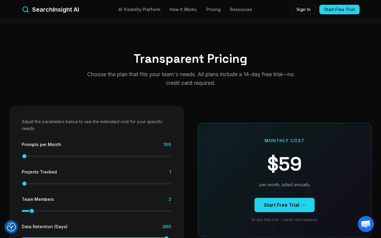 SearchInsight AI — pricing page