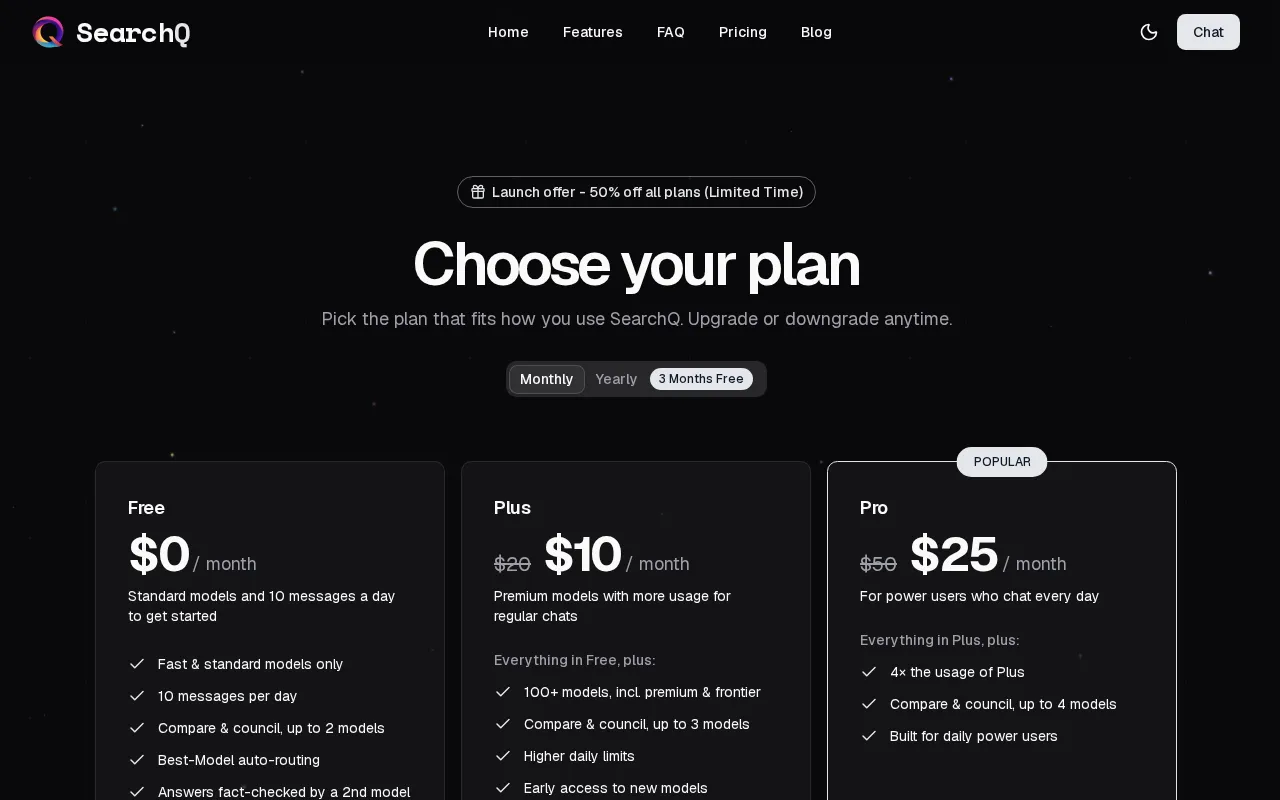 SearchQ — pricing page