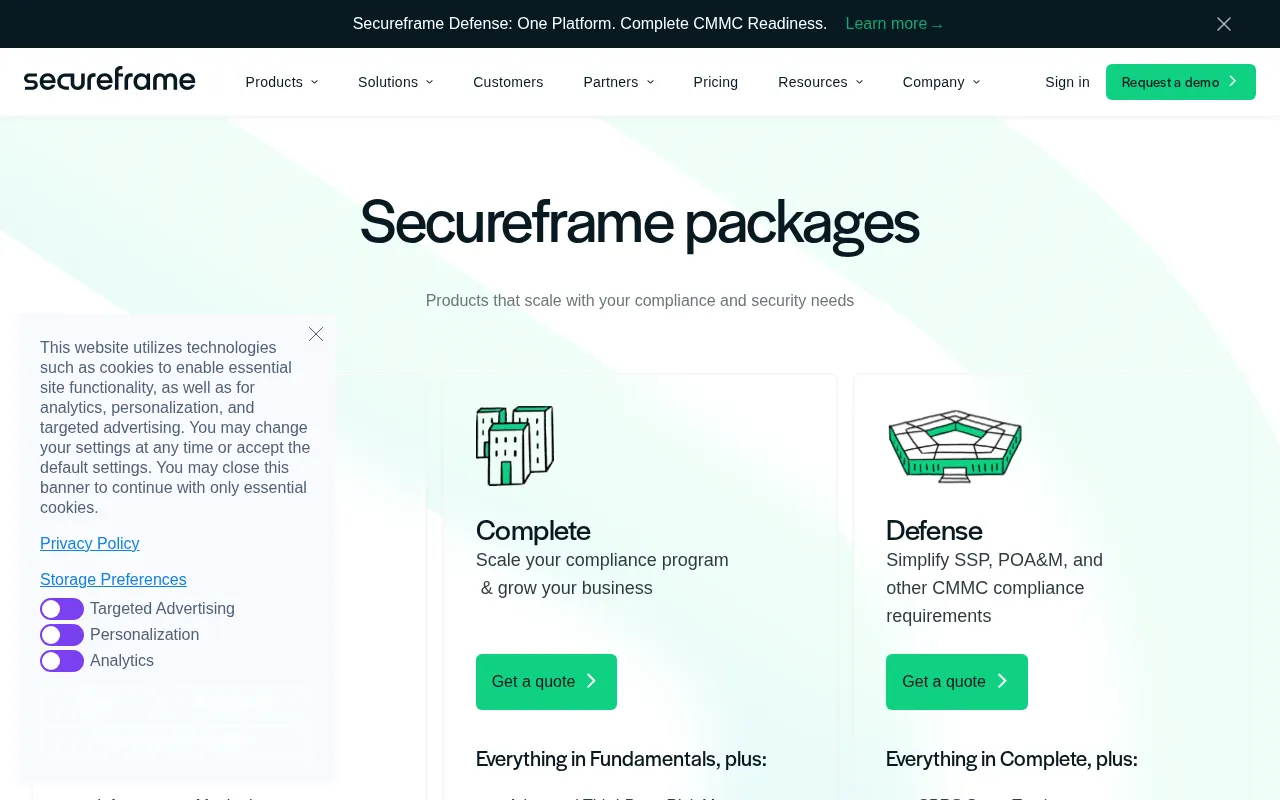 Secureframe — pricing page