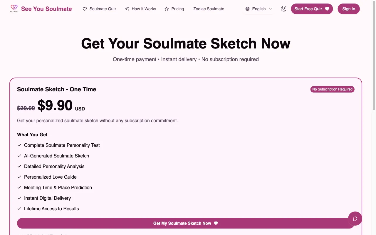 See Your Soulmate — pricing page