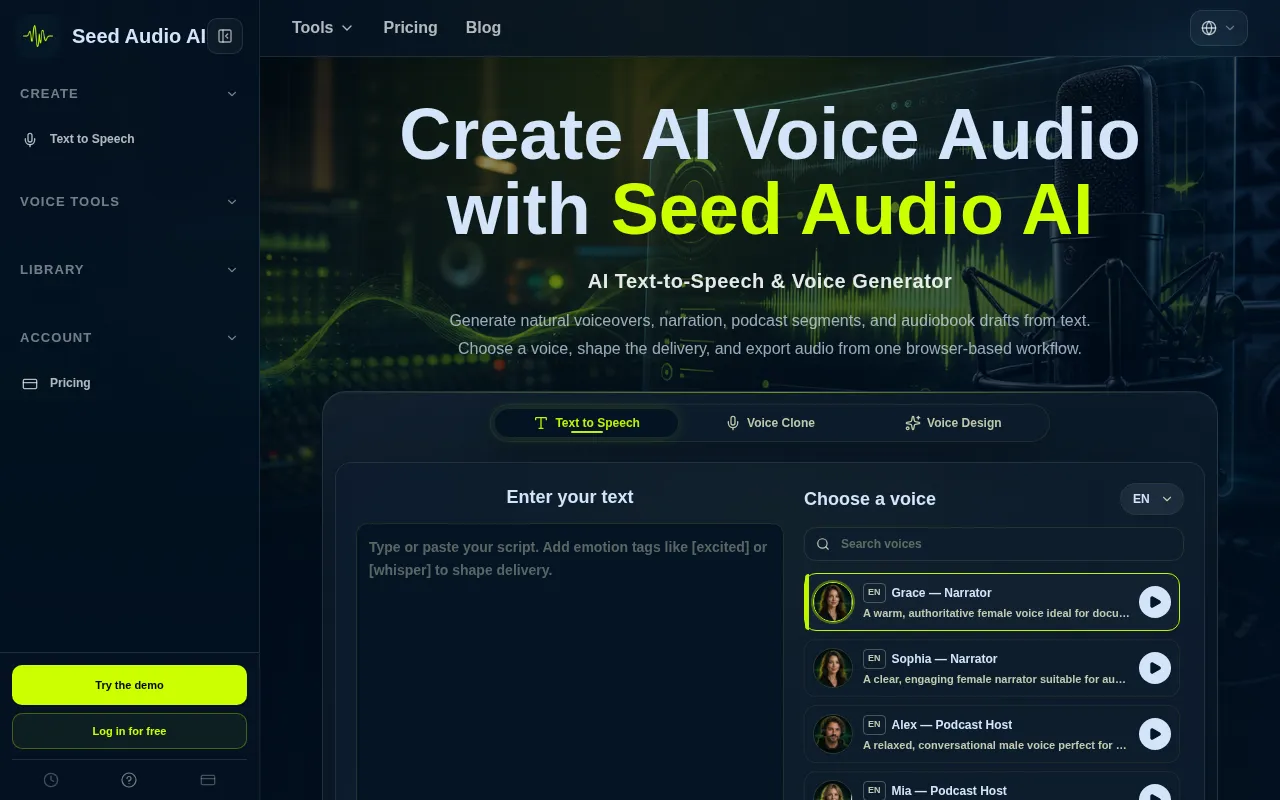 Seed Audio AI — preview screenshot