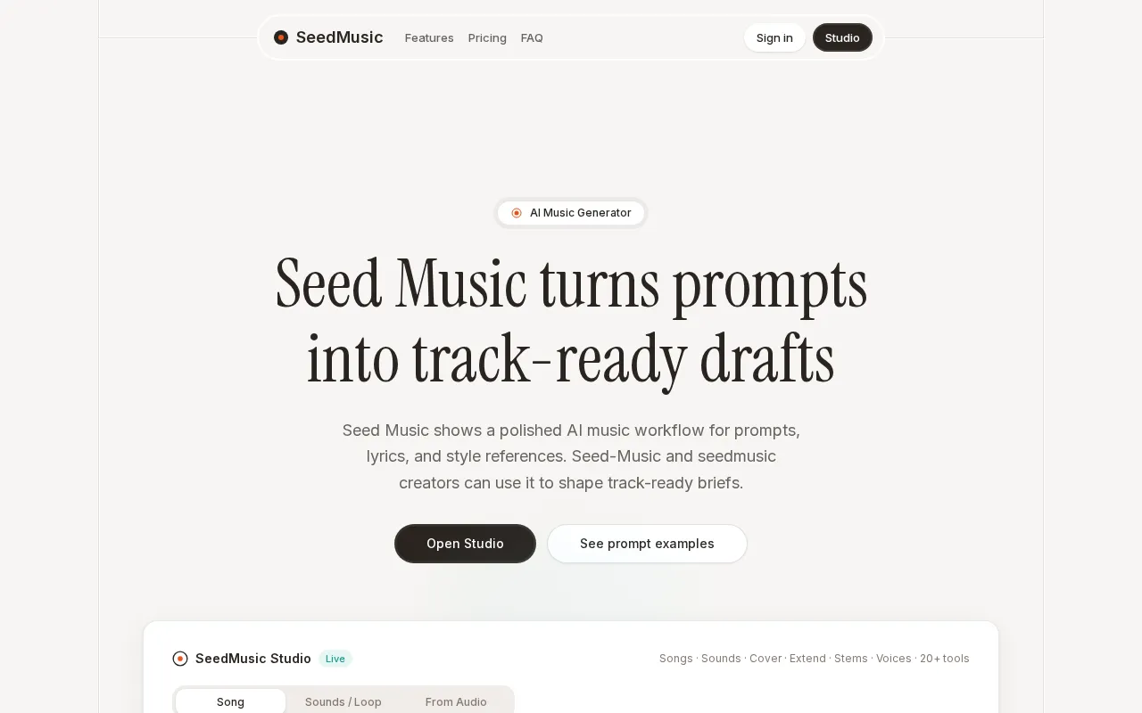 Seed Music — preview screenshot