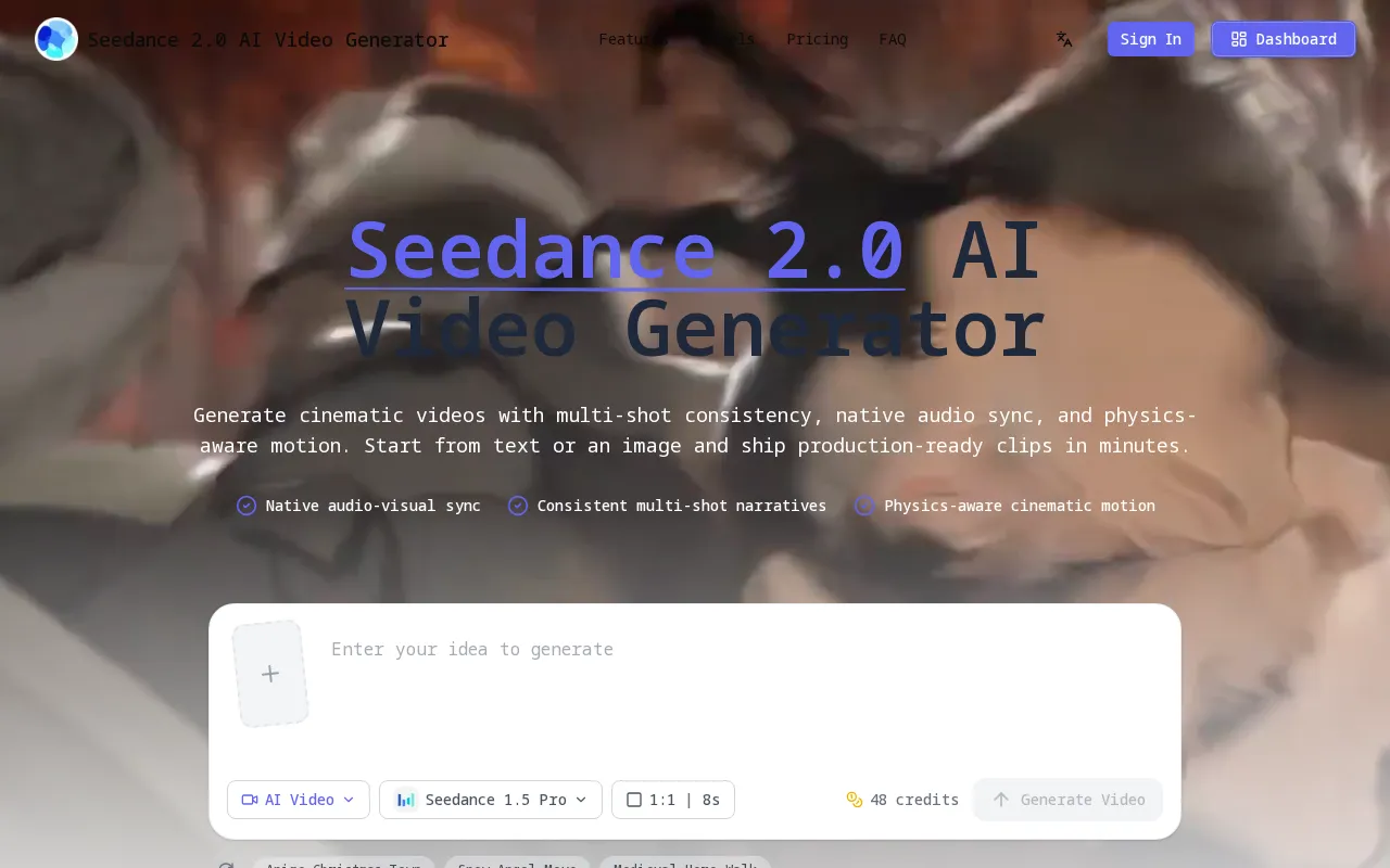 Seedance 2.0 Pro — preview screenshot