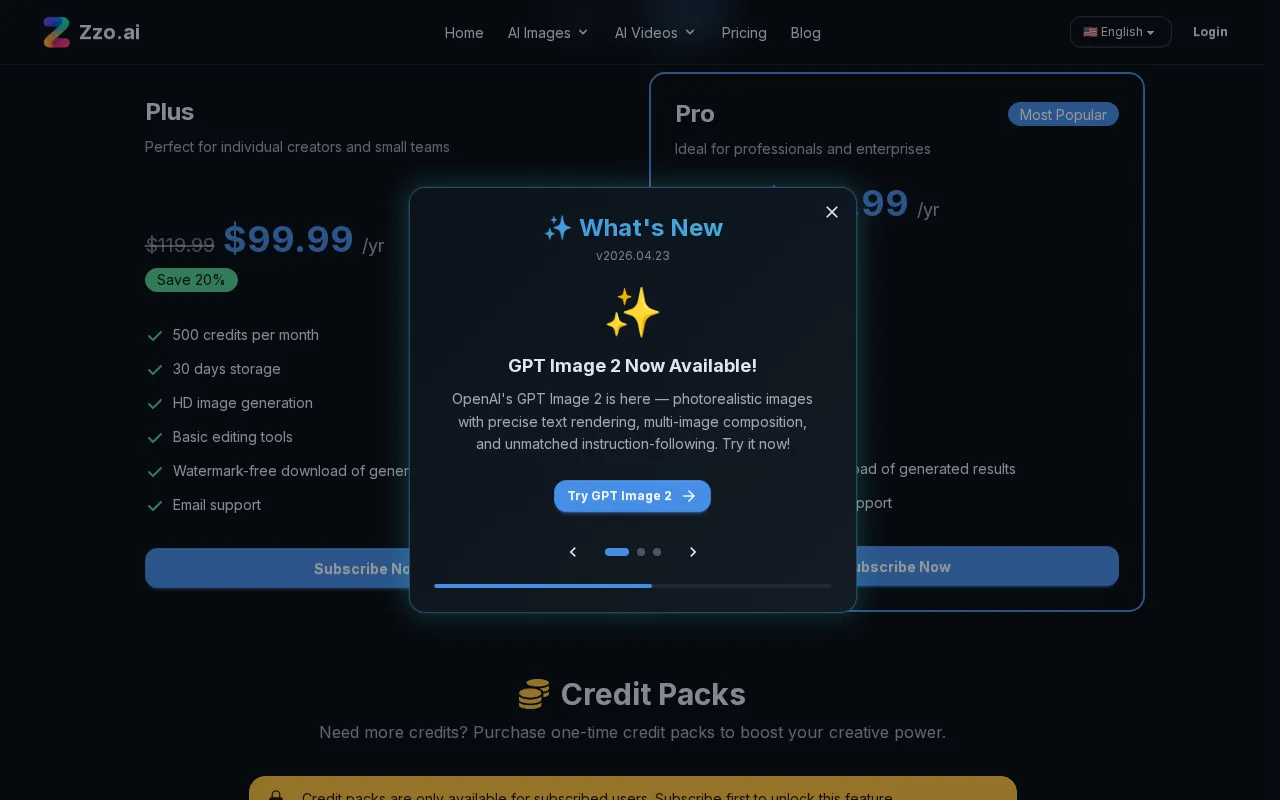 Zzo.ai — pricing page