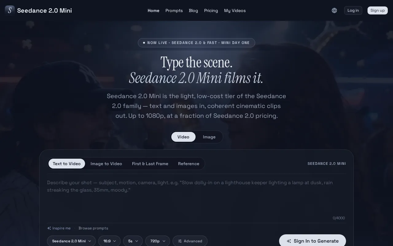 Seedance 2.0 Mini — preview screenshot