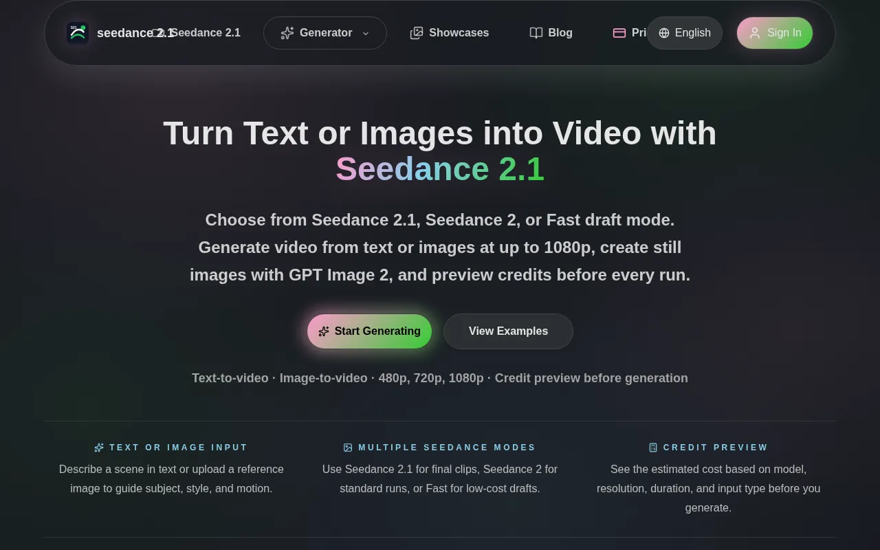Seedance 2.1 — preview screenshot