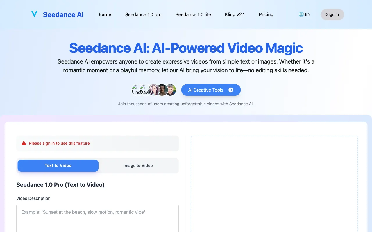 Seedance AI — preview screenshot