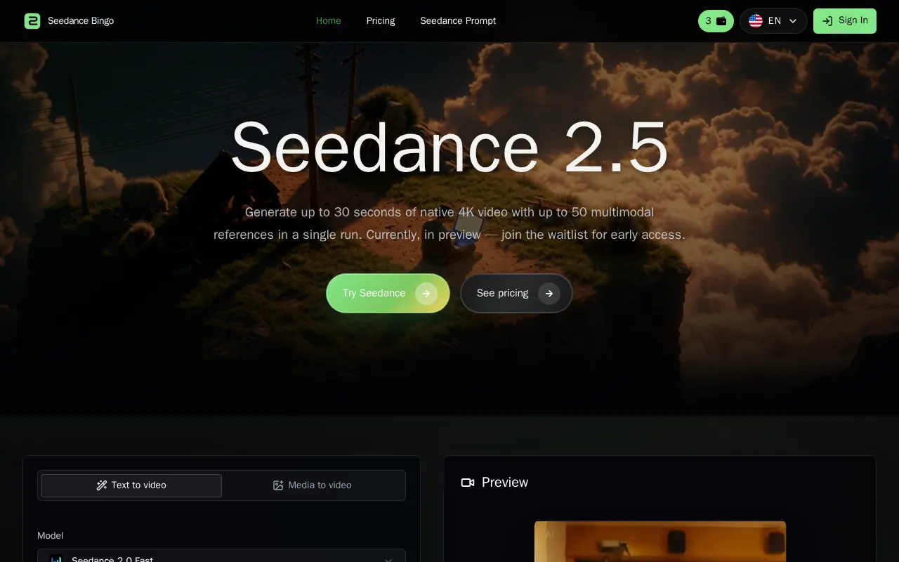Seedance Bingo — preview screenshot