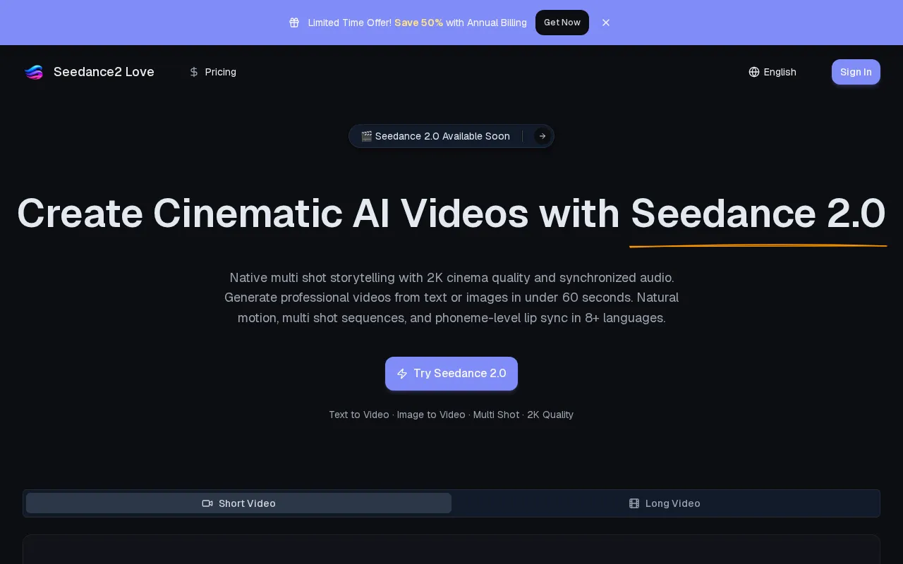 Seedance2.love — preview screenshot