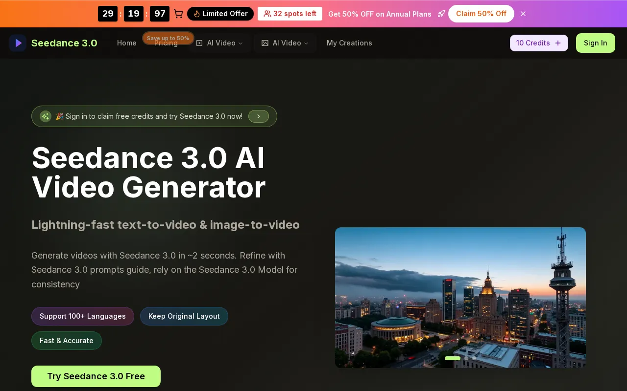 Seedance 3.0 — preview screenshot