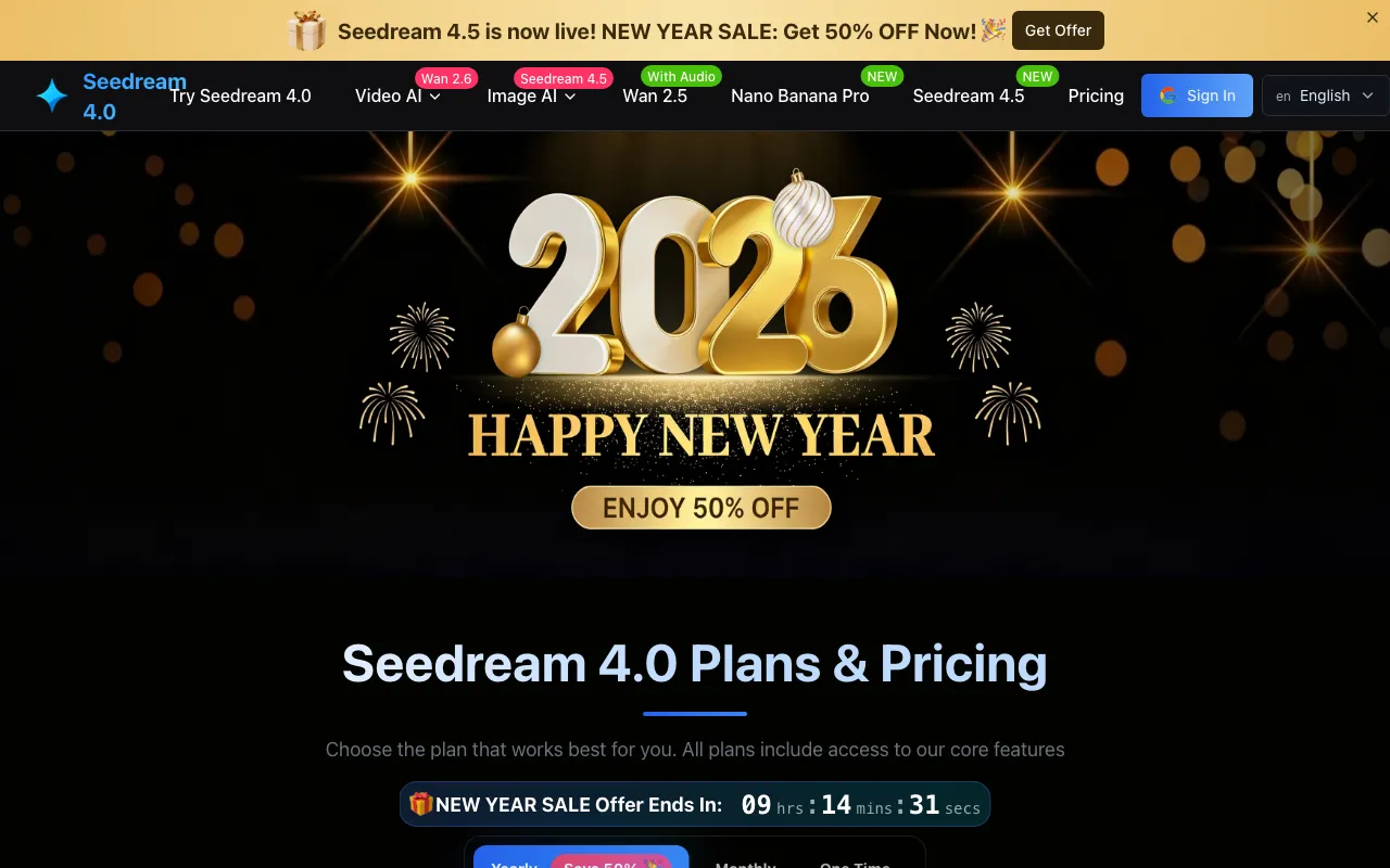 Seedream 4.0 — pricing page