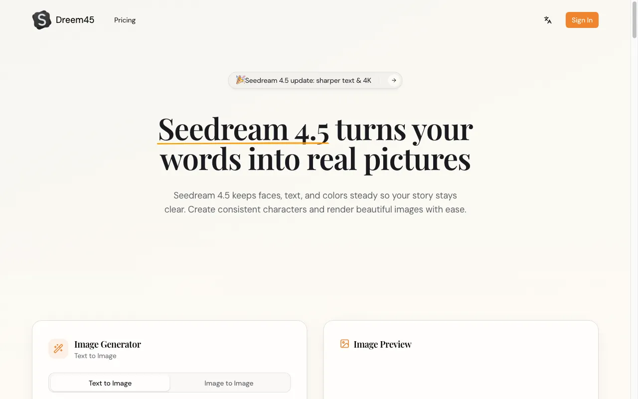 Seedream 4.5 — preview screenshot