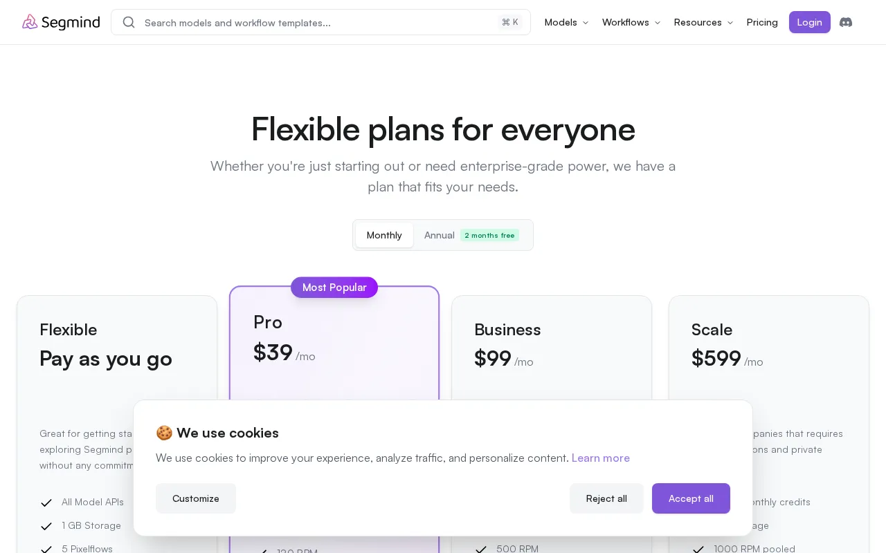 Segmind — pricing page