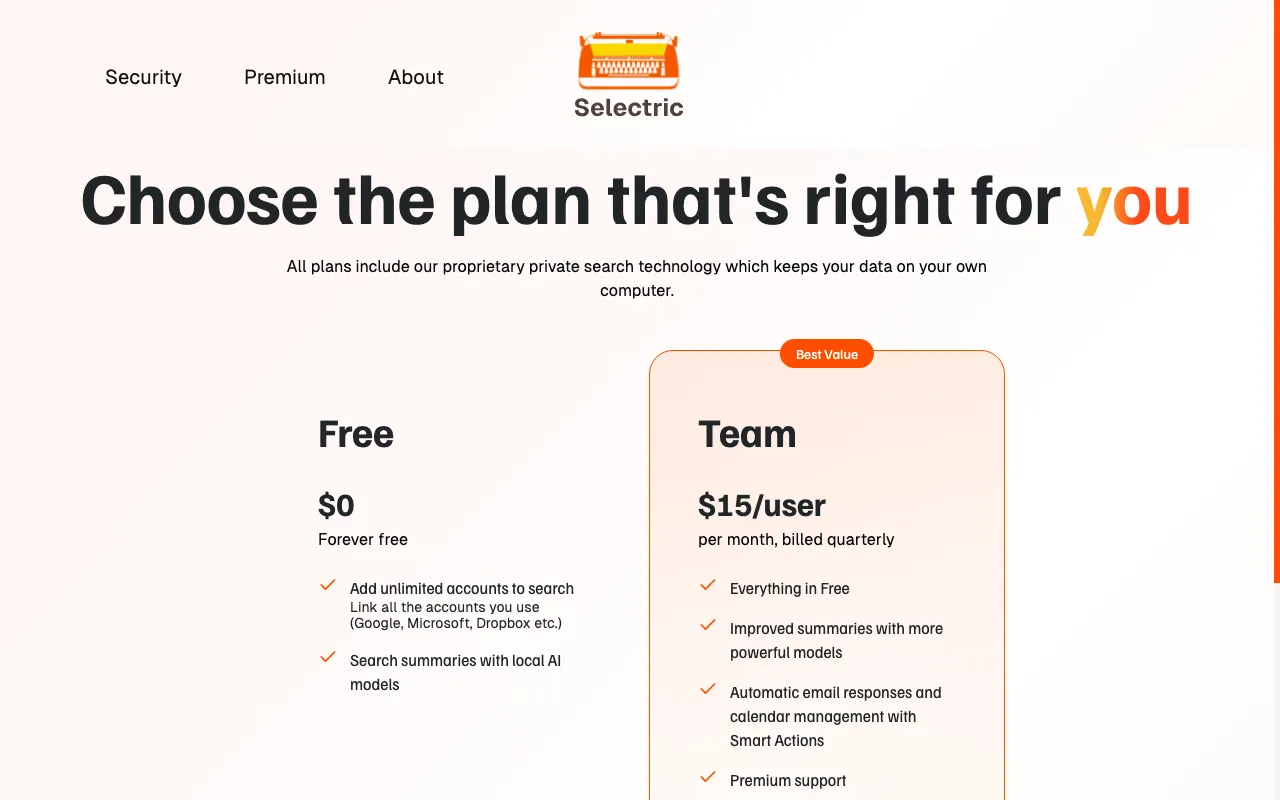 Selectric — pricing page