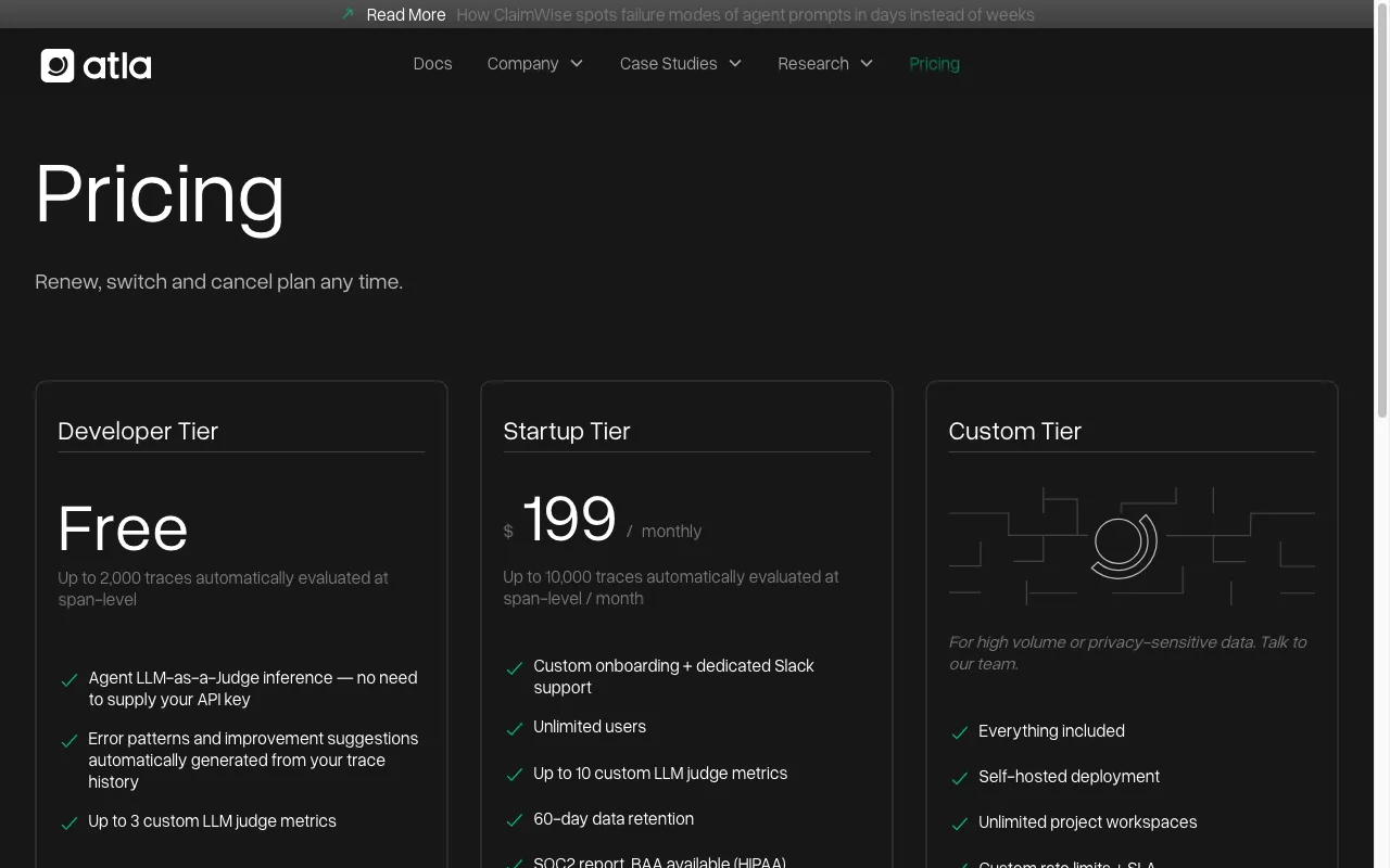 Selene 1 — pricing page