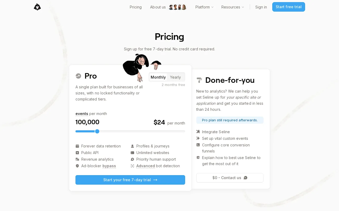 Seline Analytics — pricing page