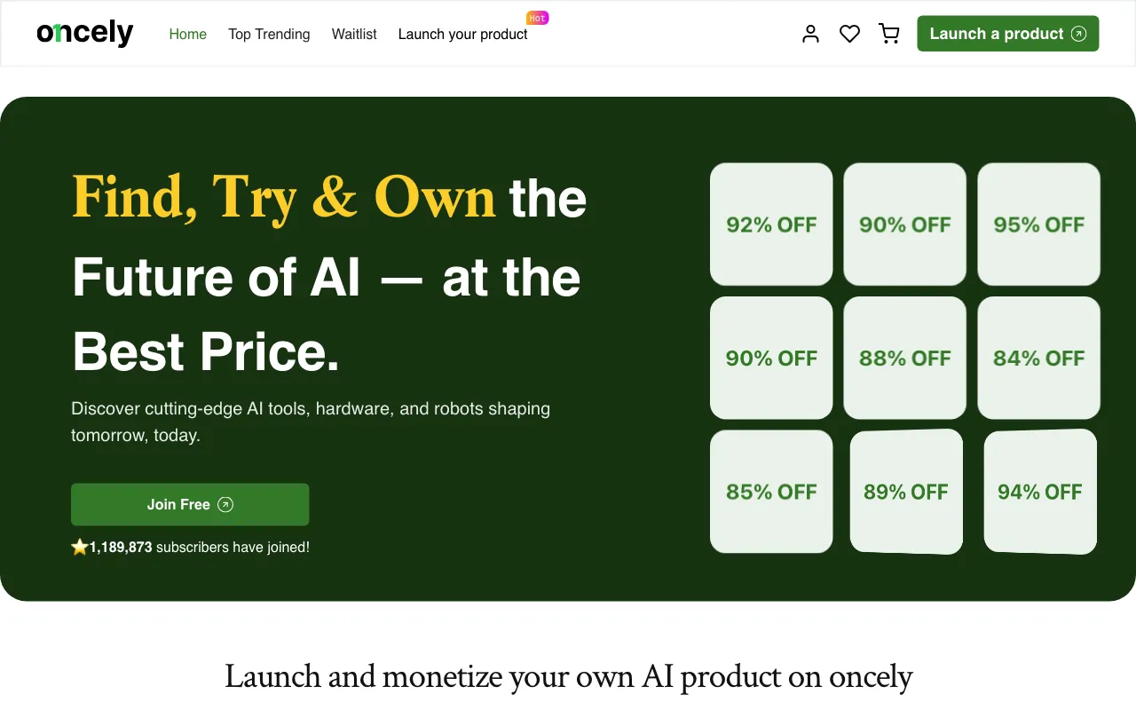 Sell on Oncely — preview screenshot