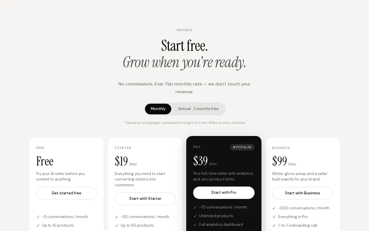 SellerTwin — pricing page