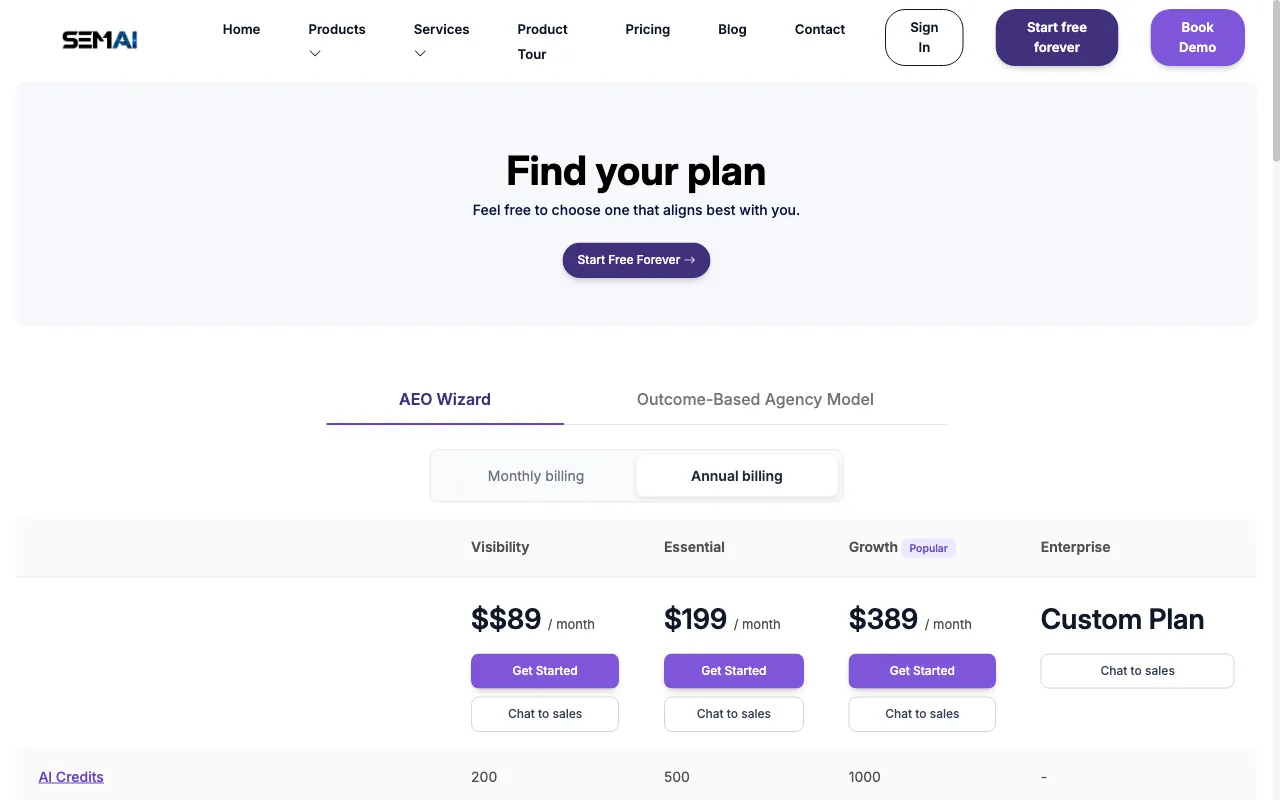 SEMAI — pricing page