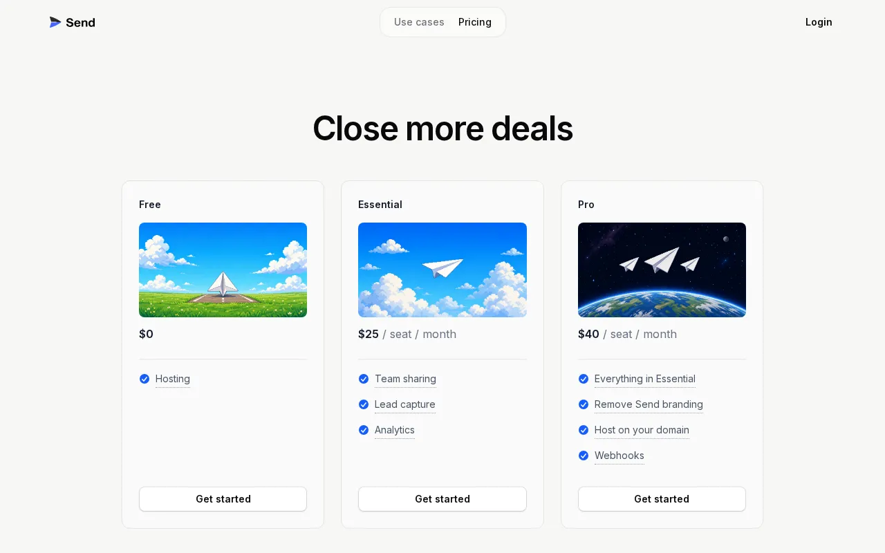 Send — pricing page