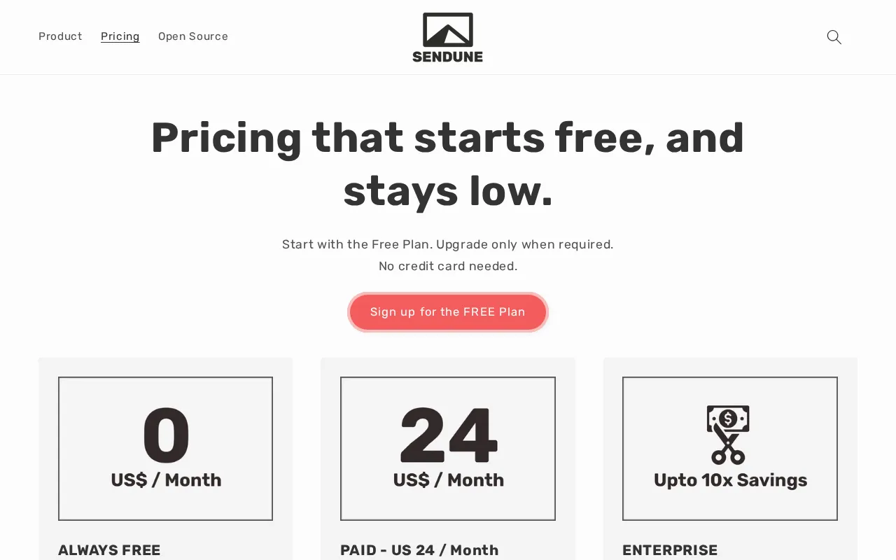 SENDUNE.COM - Kepler Data Science PTE. LTD. — pricing page
