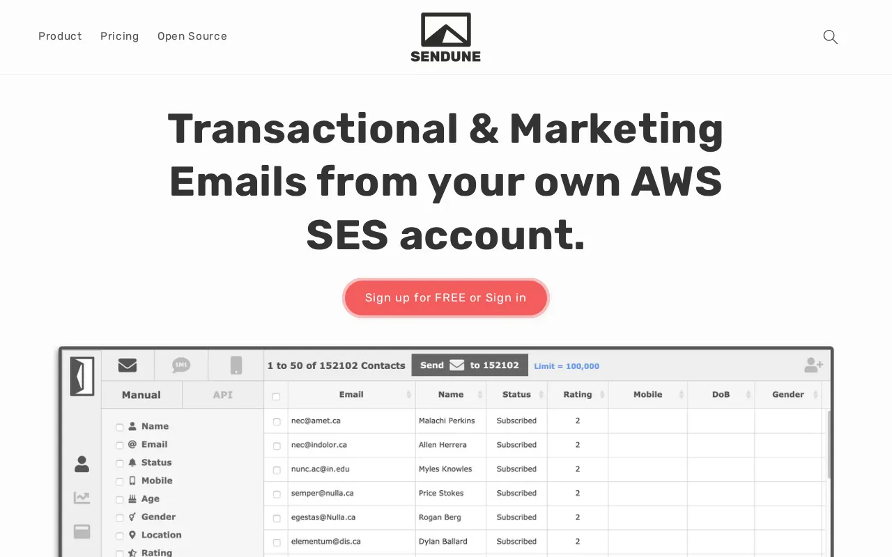 SENDUNE.COM - Kepler Data Science PTE. LTD. — preview screenshot