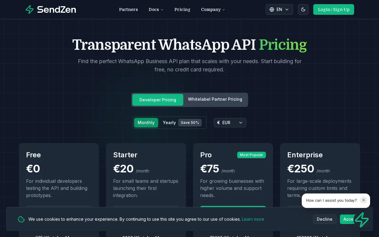 Sendzen — pricing page