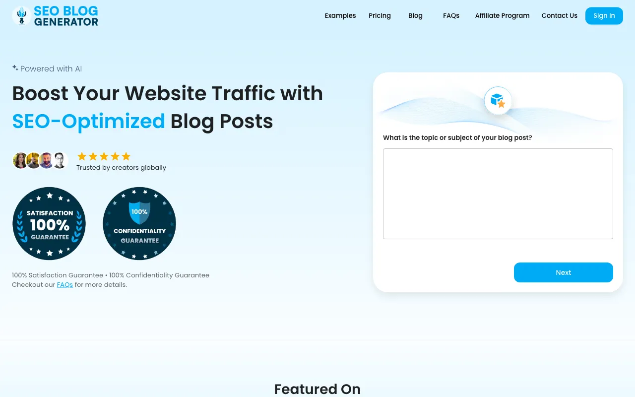 SEO Blog Generator — preview screenshot