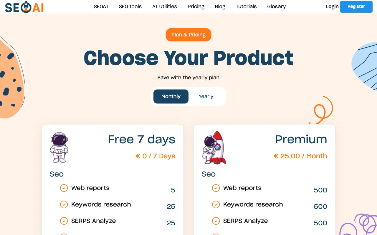SeoAI.com — pricing page