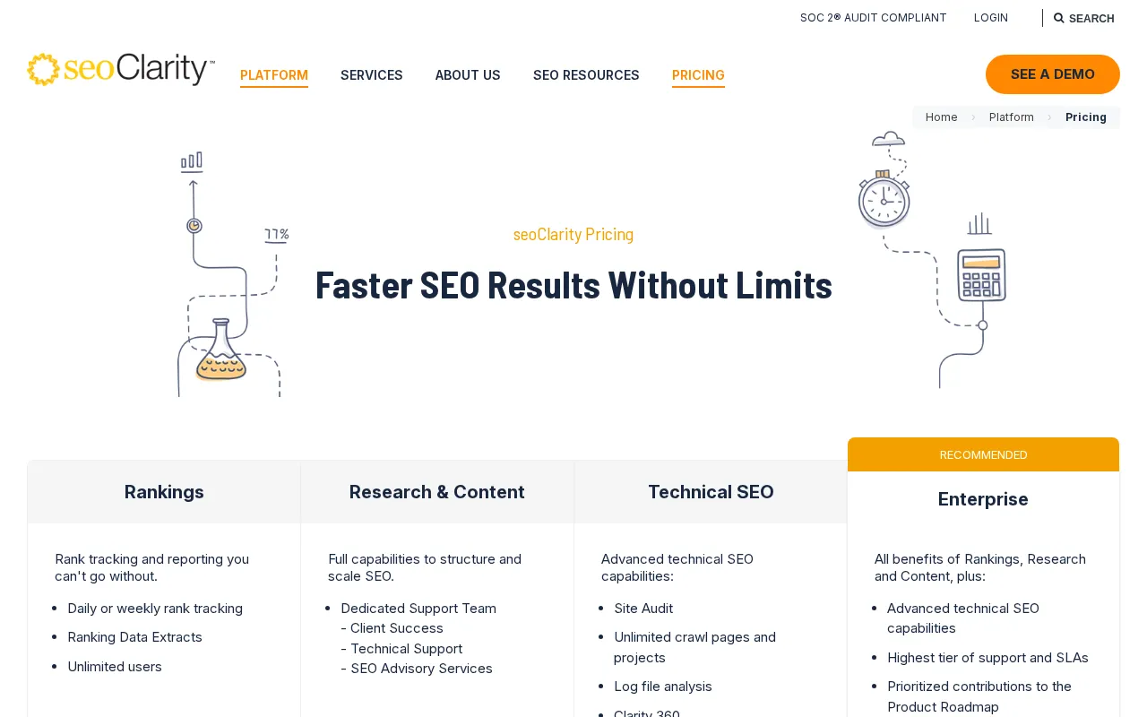 seoClarity — pricing page