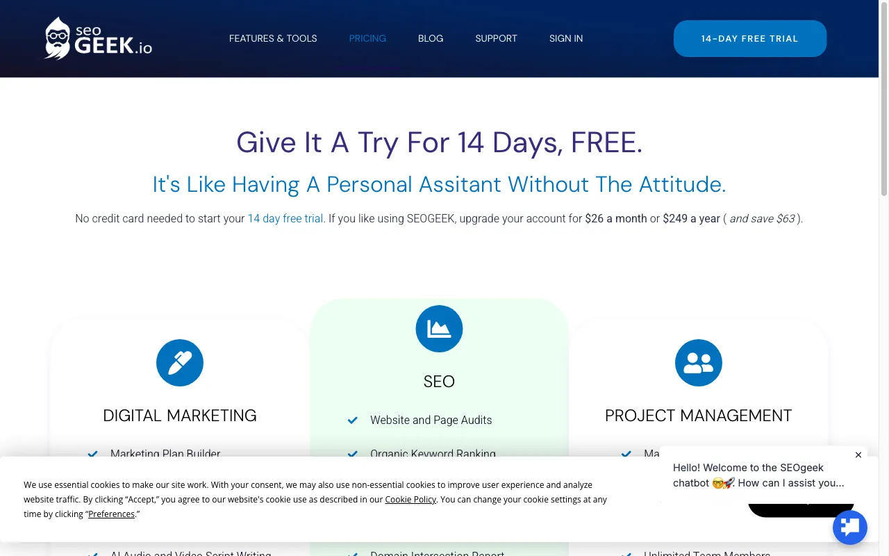 seoGeek — pricing page