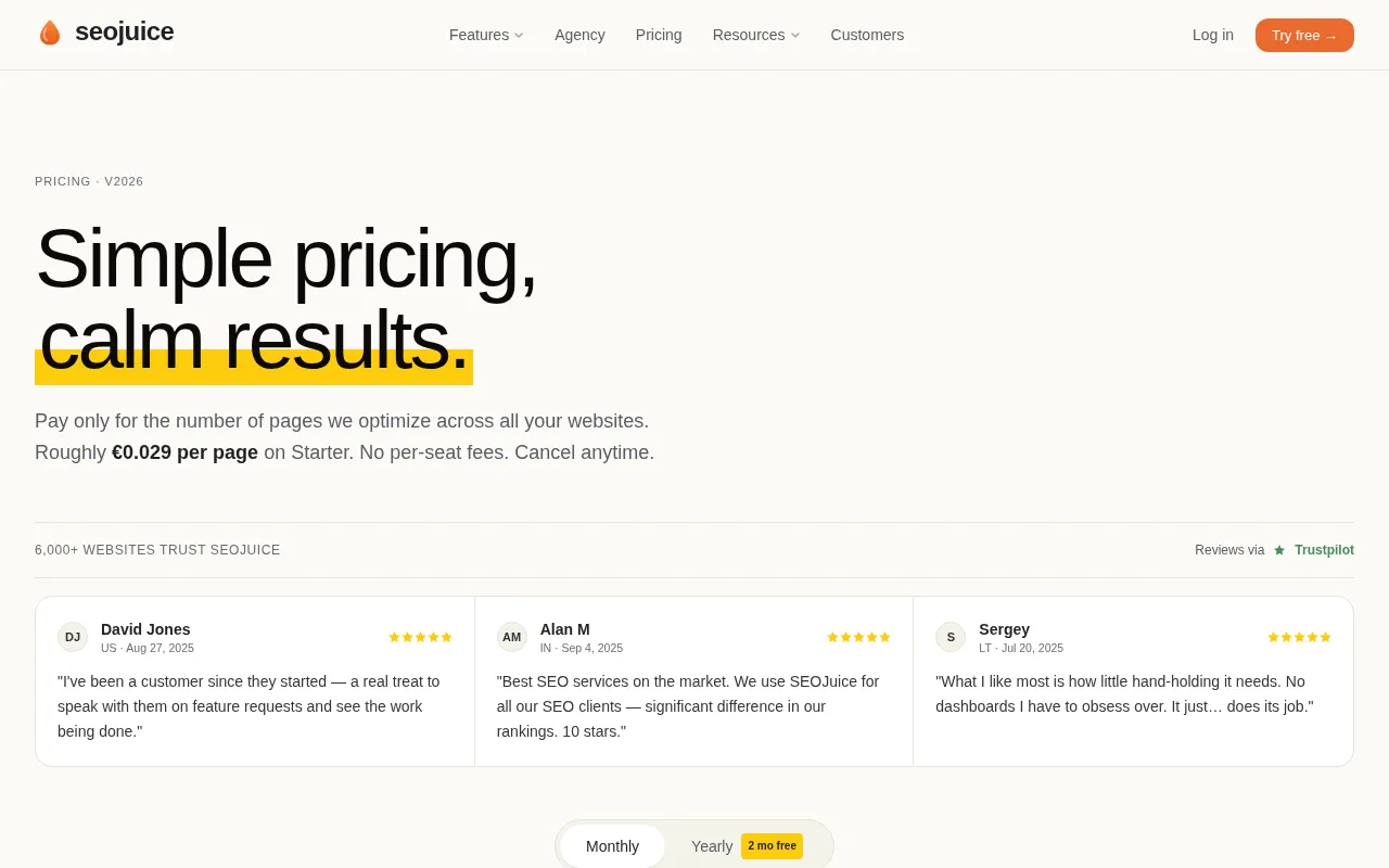 seojuice.com — pricing page