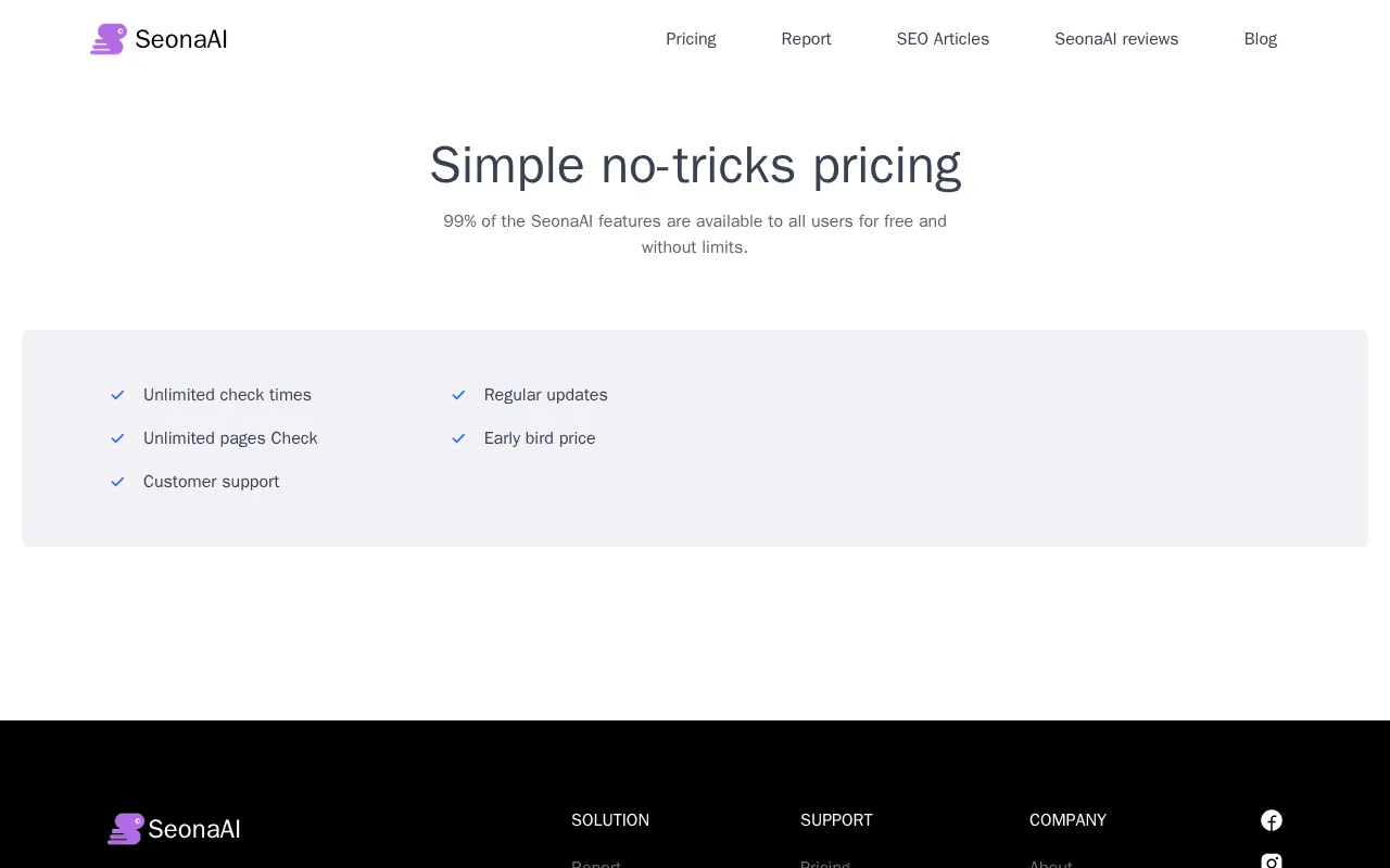 Seona AI — pricing page