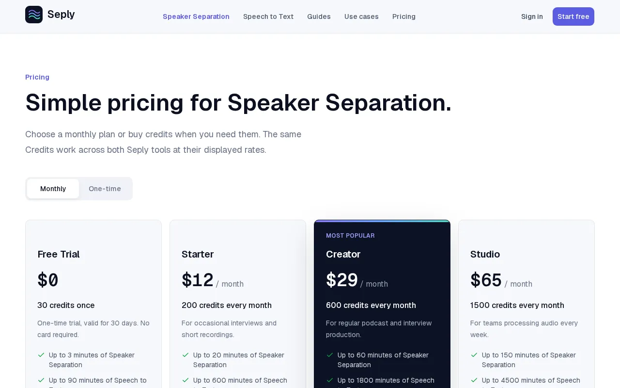 Seply — pricing page