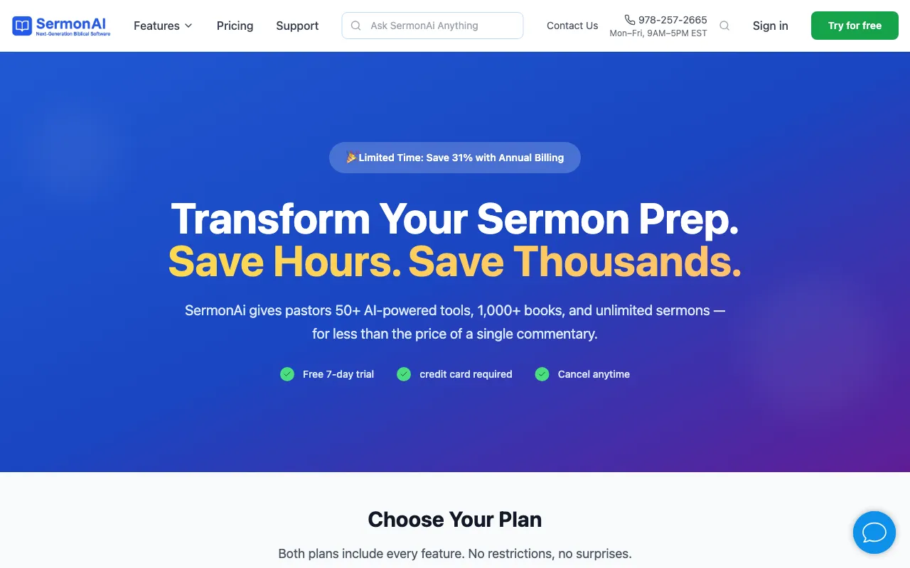 SermonAI — pricing page