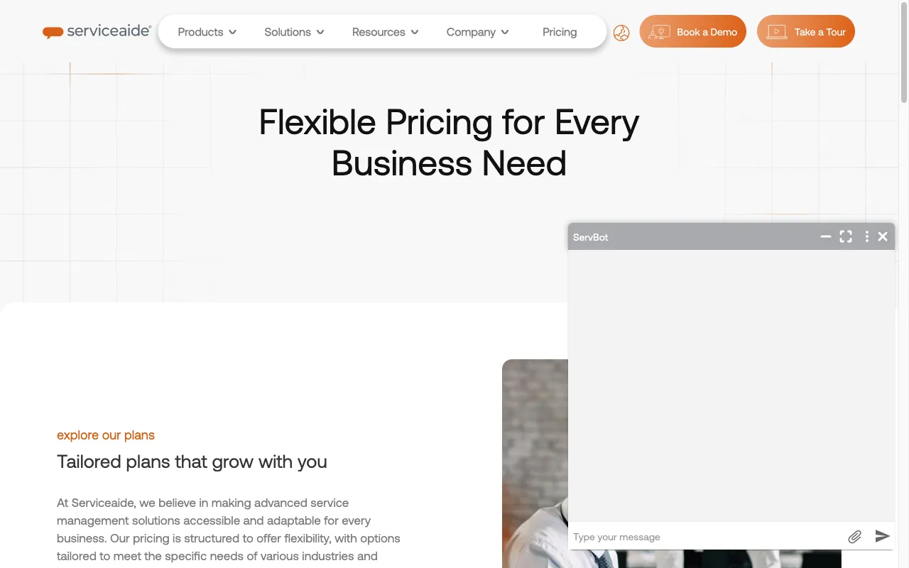 serviceaide.com — pricing page