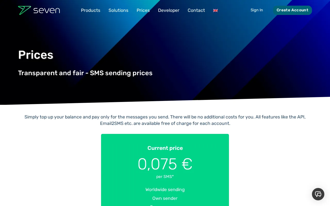Seven — pricing page