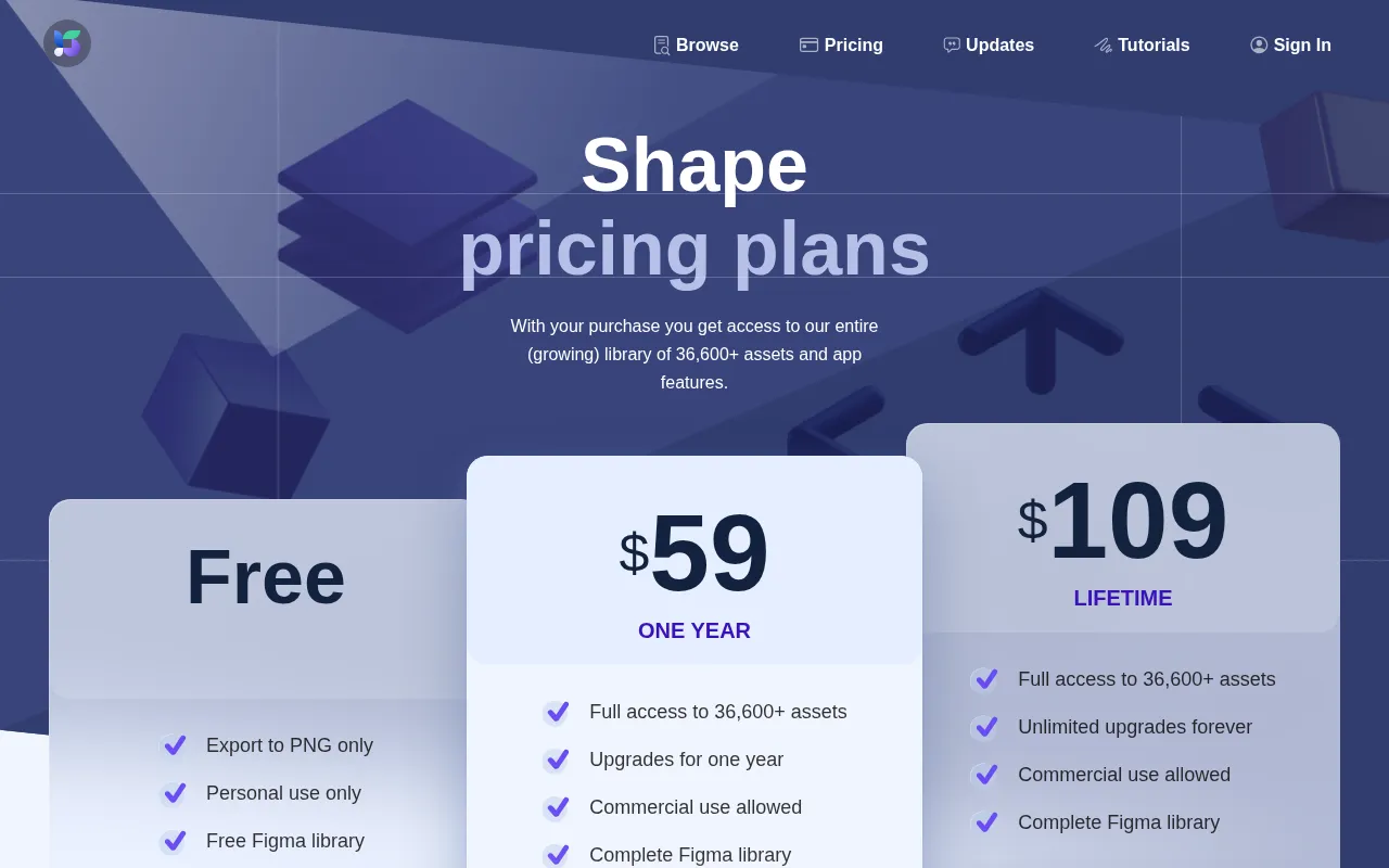 Shape.so — pricing page