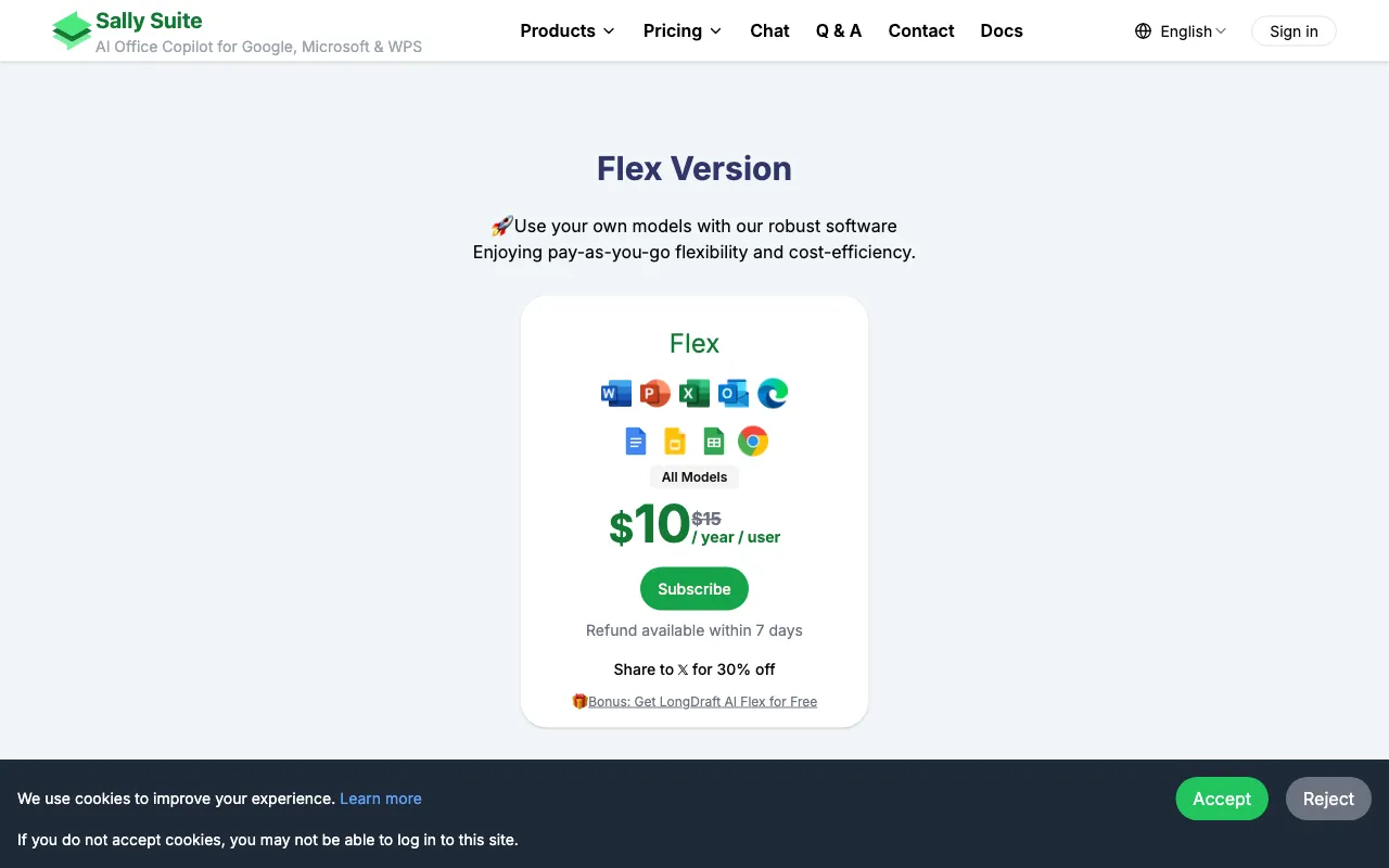 Sally Suite — pricing page