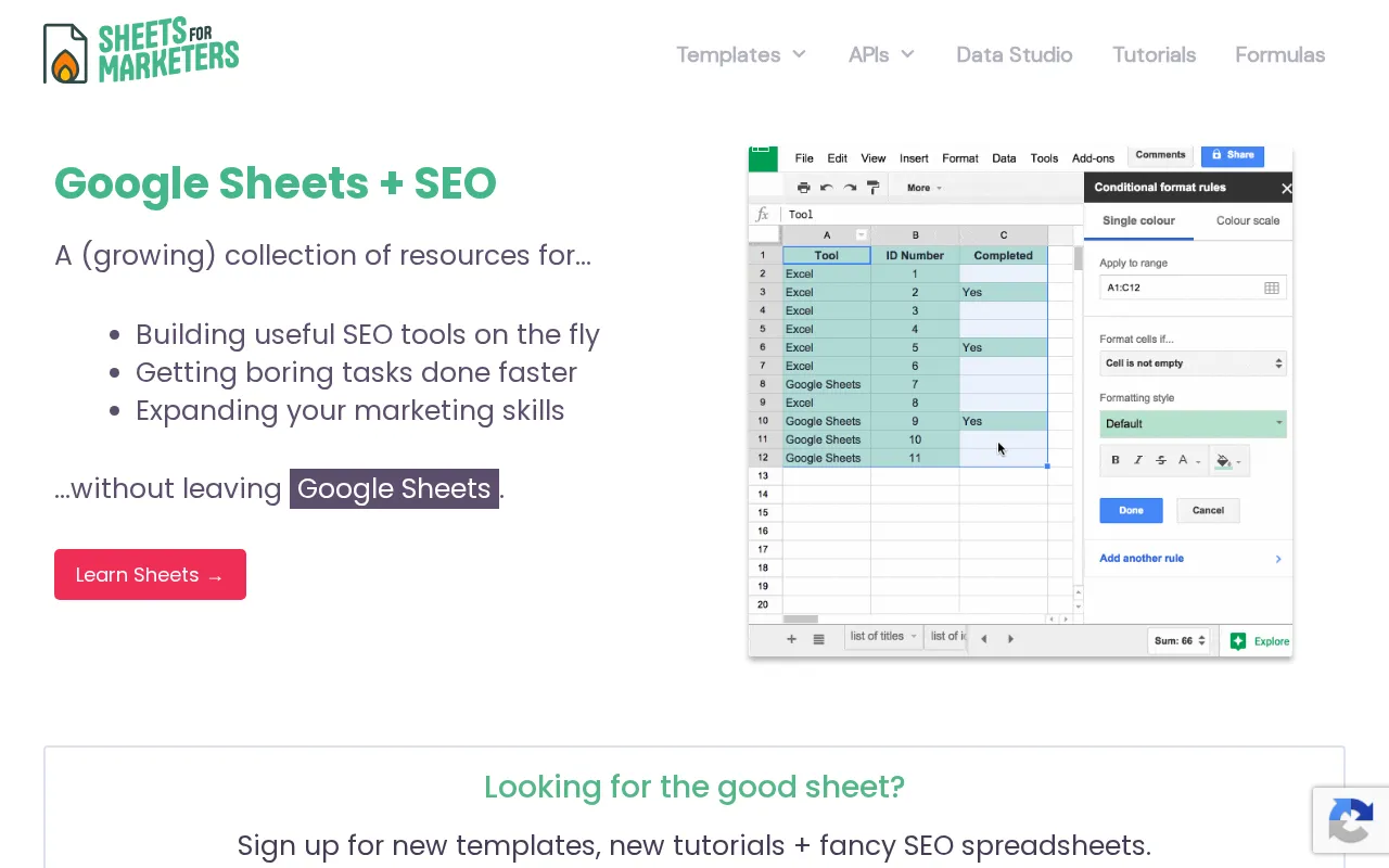 Sheets for Marketers — preview screenshot