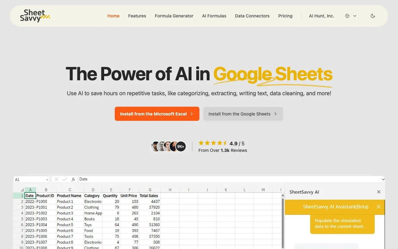 SheetSavvy AI — preview screenshot